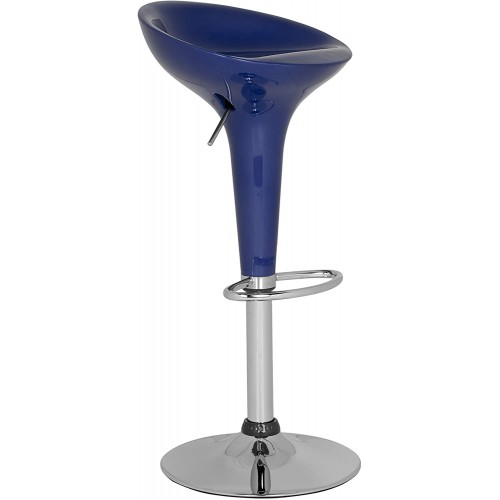 Scaun bar Boston albastru, sezut plastic abs, reglabil pe inaltime